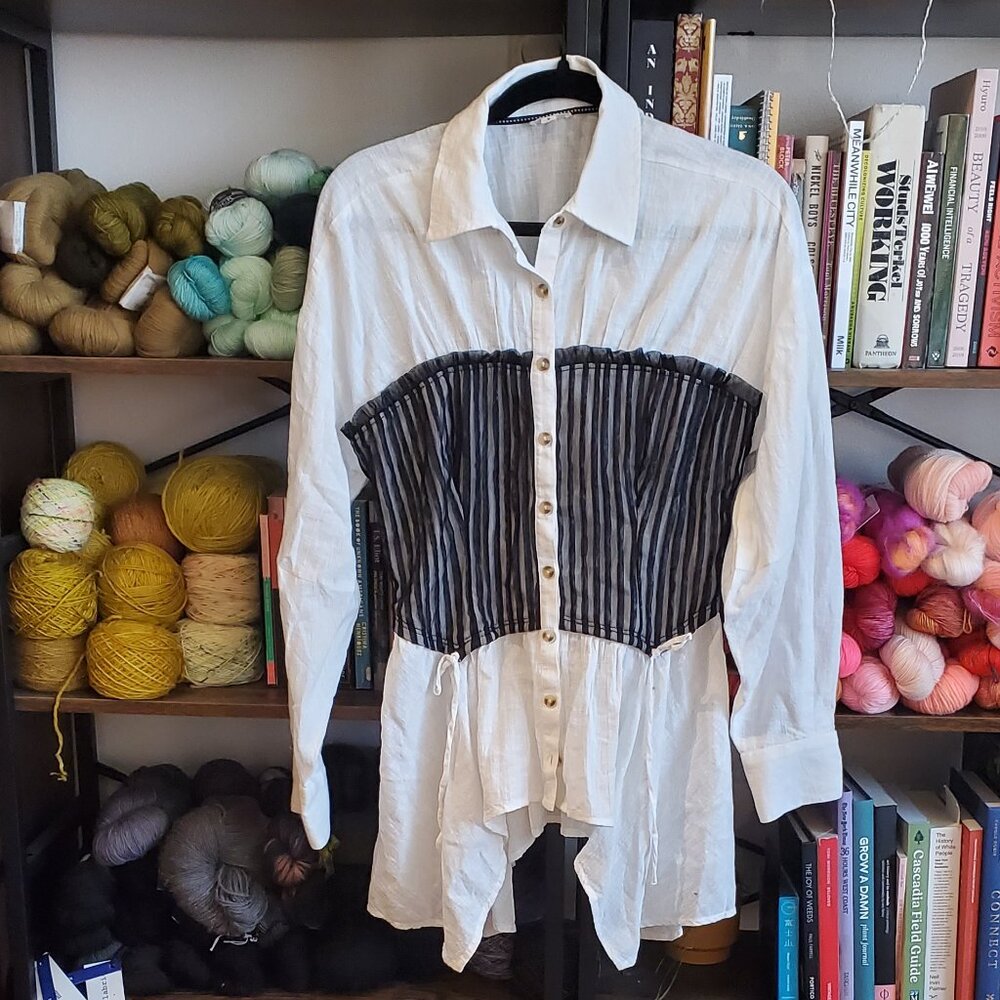 Pilcro Reworked Corset Buttondown Shirt
